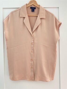 RACHEL Rachel Roy Blush Cap-Sleeve Button-Front Blouse